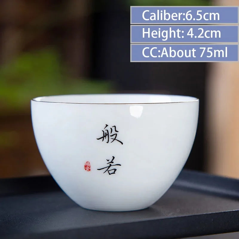 4pcs/lot Chinese Ceramic Tea Cup Thicken Anti-scalding Tea Bowl Celadon Teacup Teaware Accessories Single Cups Gifts Drinkware
