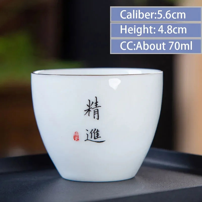 4pcs/lot Chinese Ceramic Tea Cup Thicken Anti-scalding Tea Bowl Celadon Teacup Teaware Accessories Single Cups Gifts Drinkware