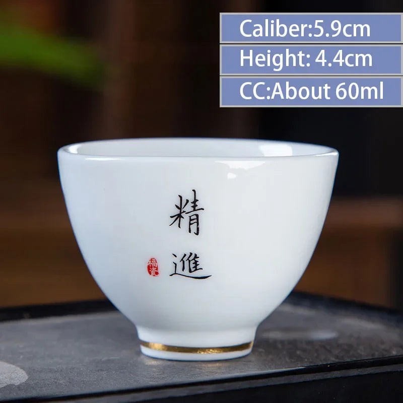 4pcs/lot Chinese Ceramic Tea Cup Thicken Anti-scalding Tea Bowl Celadon Teacup Teaware Accessories Single Cups Gifts Drinkware