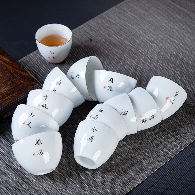 4pcs/lot Chinese Ceramic Tea Cup Thicken Anti-scalding Tea Bowl Celadon Teacup Teaware Accessories Single Cups Gifts Drinkware