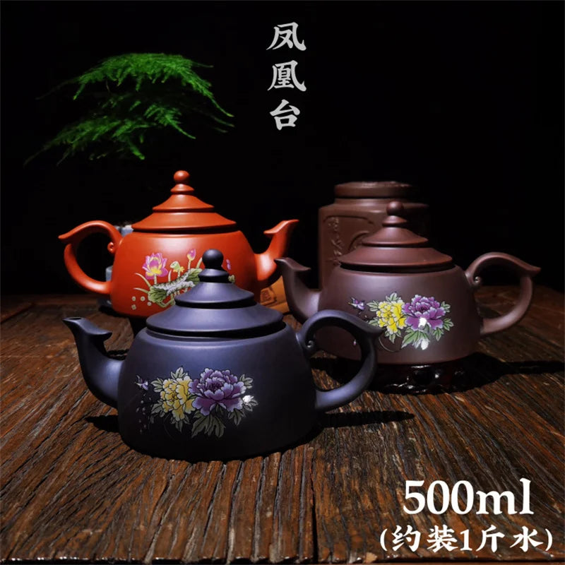 500CC Real Handmade Green Kettle Yixing Purple Clay Teapot Puer Tea Set Kung Fu Zisha Teaware