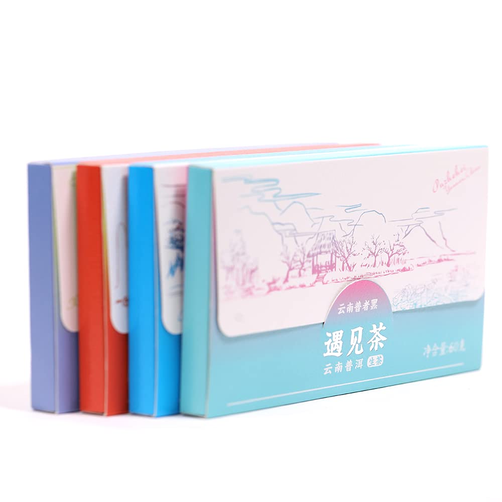 TeaMentor Classic Recipe “MeetTea” Series Puer tea Tea Pu'er Tea, Aged Fermented Puerh Tea Brick, include Raw Tea and Ripe tea for Daily Drink and Gift (Pack 4)-240g/8.47oz