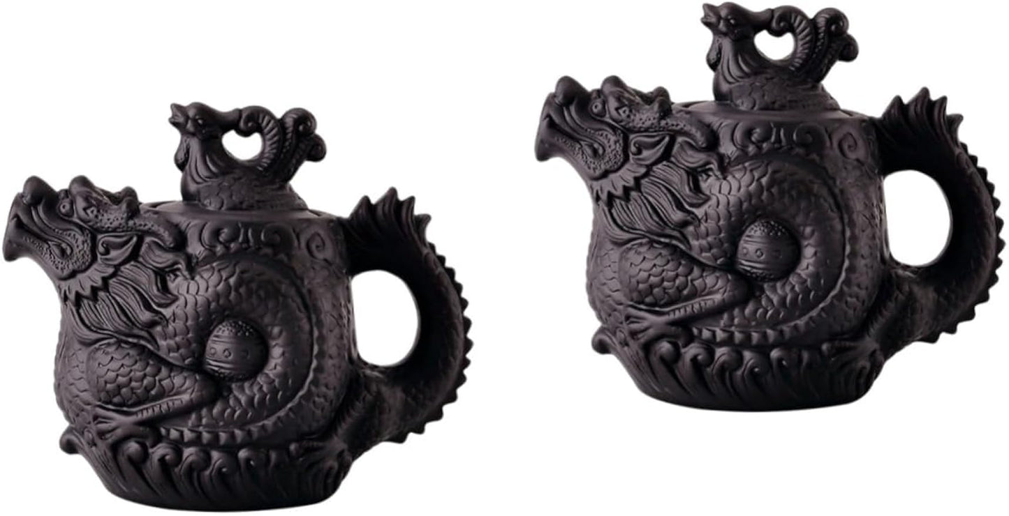 LIFKOME 2pcs Dragon Phoenix Purple Clay Teapot Purple Clay Tea Pot Zisha Teapot Brass Teapot Cast Iron Teapot