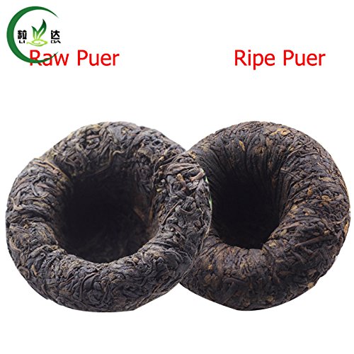 Lida - Menghai Tuo Cha Puerh Tea - 100g Ripe Black Pu'Erh Tea & 100g Raw Green Puer Tea - Chinese Pu Erh Tea Food