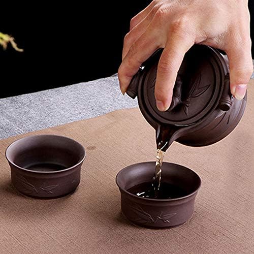 Buddy Portable Chinese Kungfu Teapot Handmade Yixing Zisha Tea Set Purple Clay Teapot Ceramic Teapot Teacups (Purple Clay)
