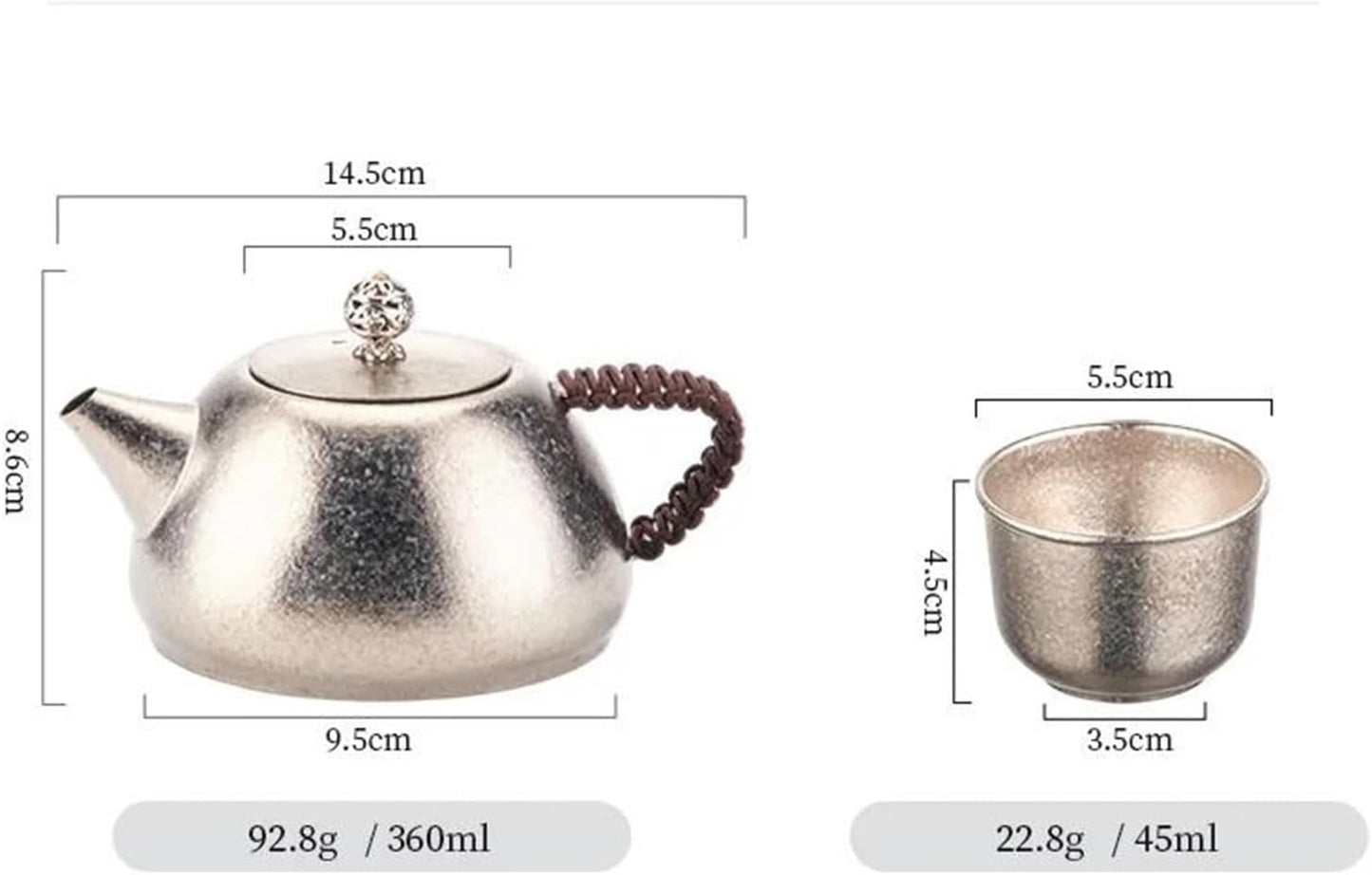 Afternoon Tea Set Chinese Tea Set with Box Pure Titanium Tea Pot Tea Cup Set High Grade Heat Resistant Round Kung Fu Tea Puer Tea Set Tea Set for Adults (Color : Golden)