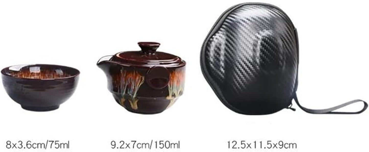 FUTWIZ Afternoon Tea Set Kiln Change Travel Tea Set Portable Bag1 Pot2cups Outdoor Car Teapot Quick Guest Cup Puer Tea Drinkware Teaware Porcelain Tea Set for Adults