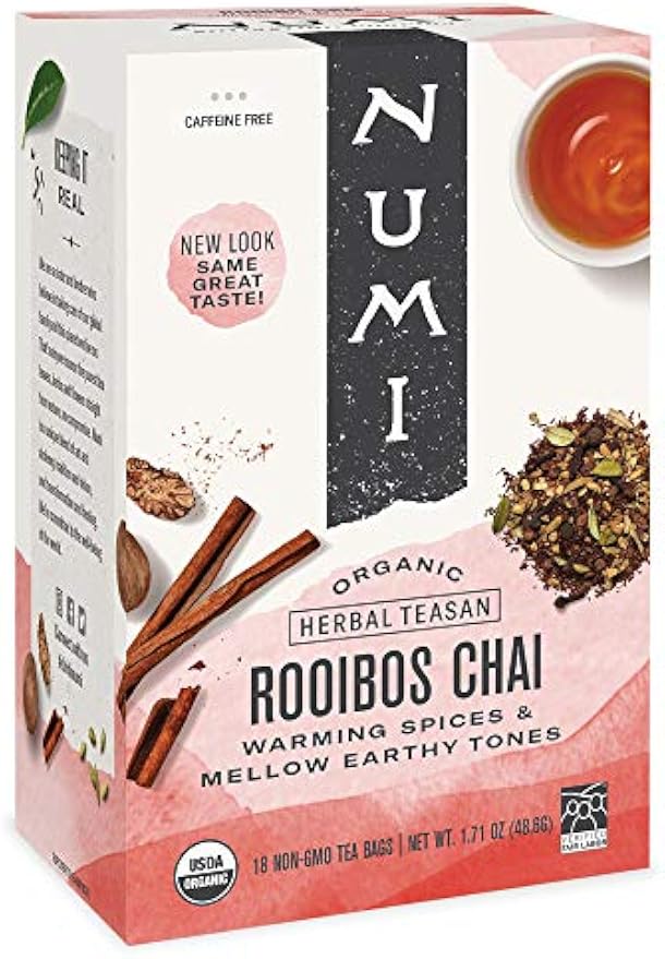 Numi Organic Tea Honeybush, 18 Count Box of Tea Bags (Pack of 3) Herbal Teasan