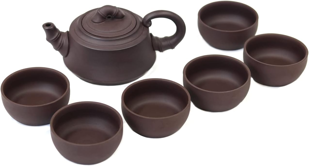 Dahlia Zisha 7 Pcs Gongfu Tea Set in Gift Box (Tea Pot + 6 Tea Cups), Pi Xiu