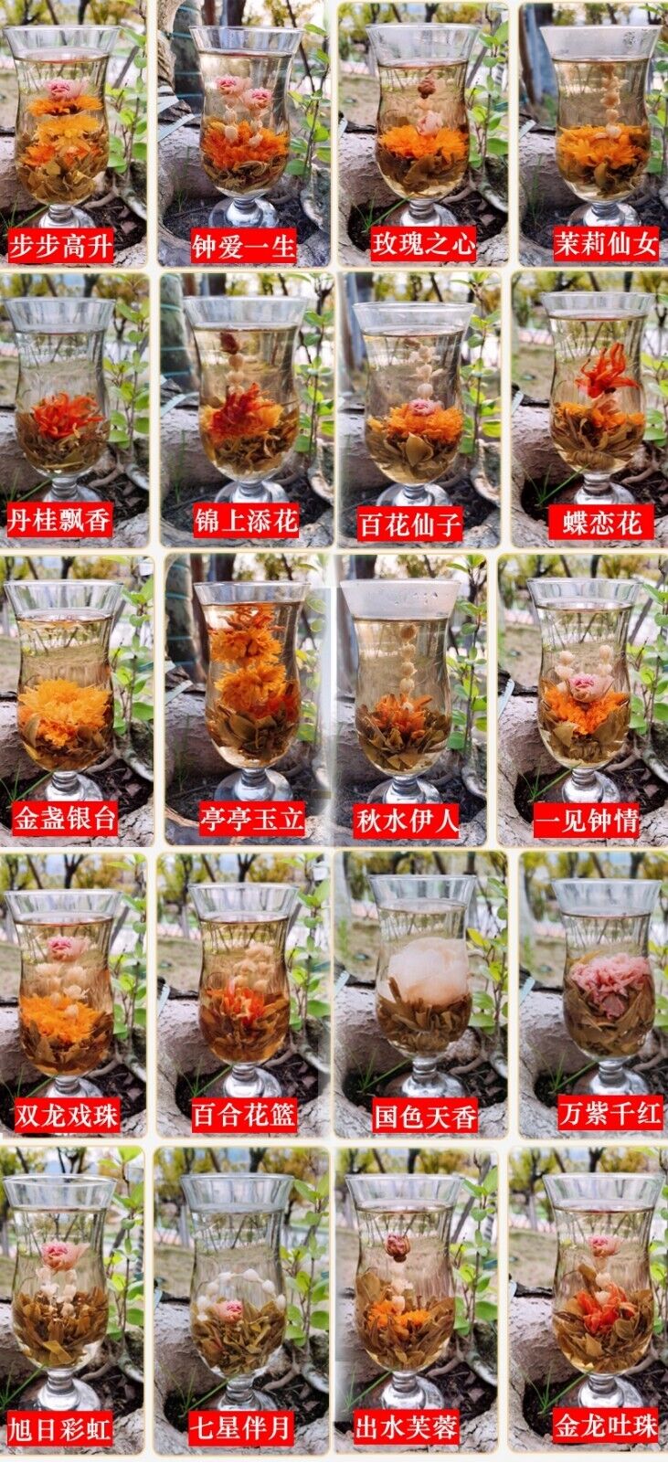 20 Kinds of Handmade Blooming Flower Tea Herbal Tea Premium Fragrant Green Tea