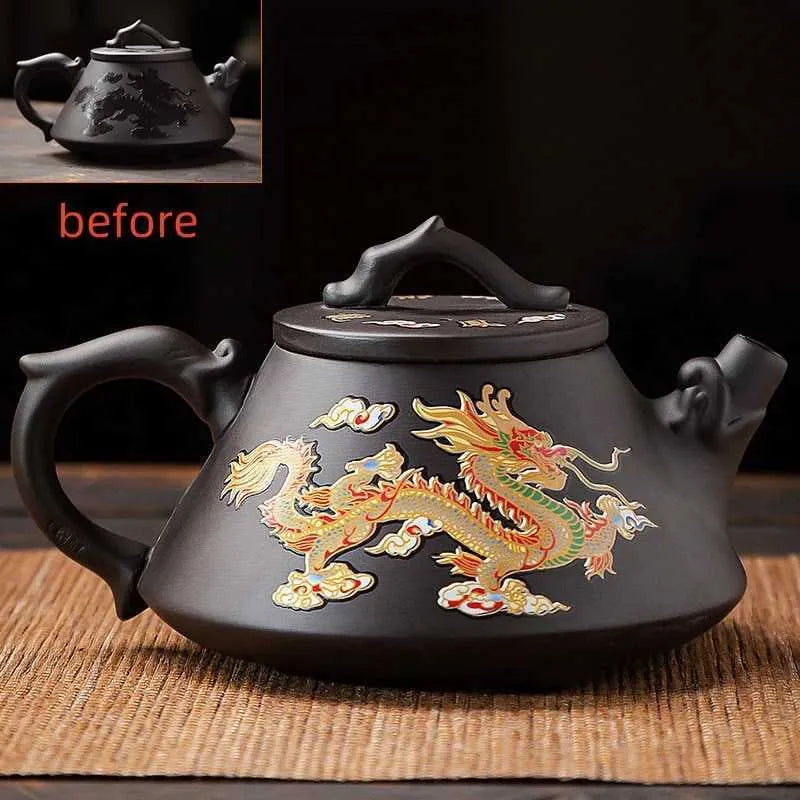 Teapots Yixing Purple Clay Pot Household Chinese Loong Phoenix Tea Color Change Teapot and Tea Set y240703