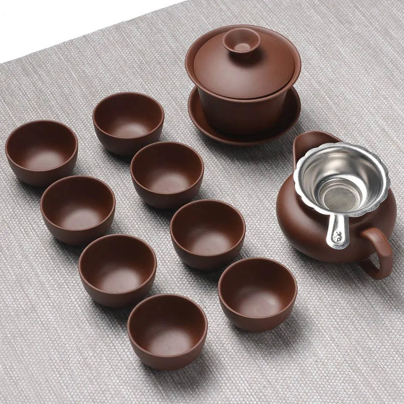 Handmade Purple Clay Kung Fu Tea Set Yixing Teapot Drinkware Tea Pot Cup Set ,Zisha Ceramic Chinese puer Teaset kettle