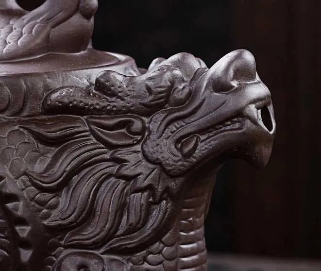 Teapots Direct delivery of purple clay teapot traditional Chinese teapot Dragon and Phoenix teapot premium tea purple clay tea set y240701