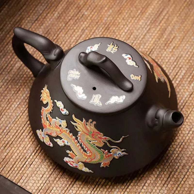 Teapots Yixing Purple Clay Pot Household Chinese Loong Phoenix Tea Color Change Teapot and Tea Set y240703