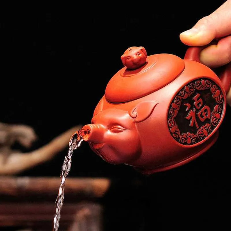 Teaware Sets 300ml Yixing Cute Pig Teapot Handmade Purple Clay Tea Pot Water Kettle Chinese Tea Set and Coffee Coffeeware Teaware Teapots Bar