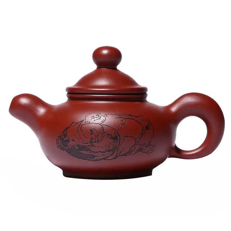 Teapots Dahongbao carved and painted pottery Hong teapot purple sand teapot Yixing handmade teapot Kung Fu tea set Puer purple clay beverage y240703