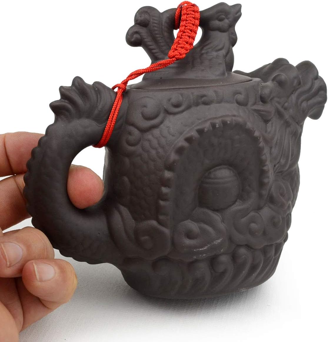 Teapot Chinese Dragon Phoenix Zisha Clay Gongfu Tea Pots Zini for Loose Tea (12oz)