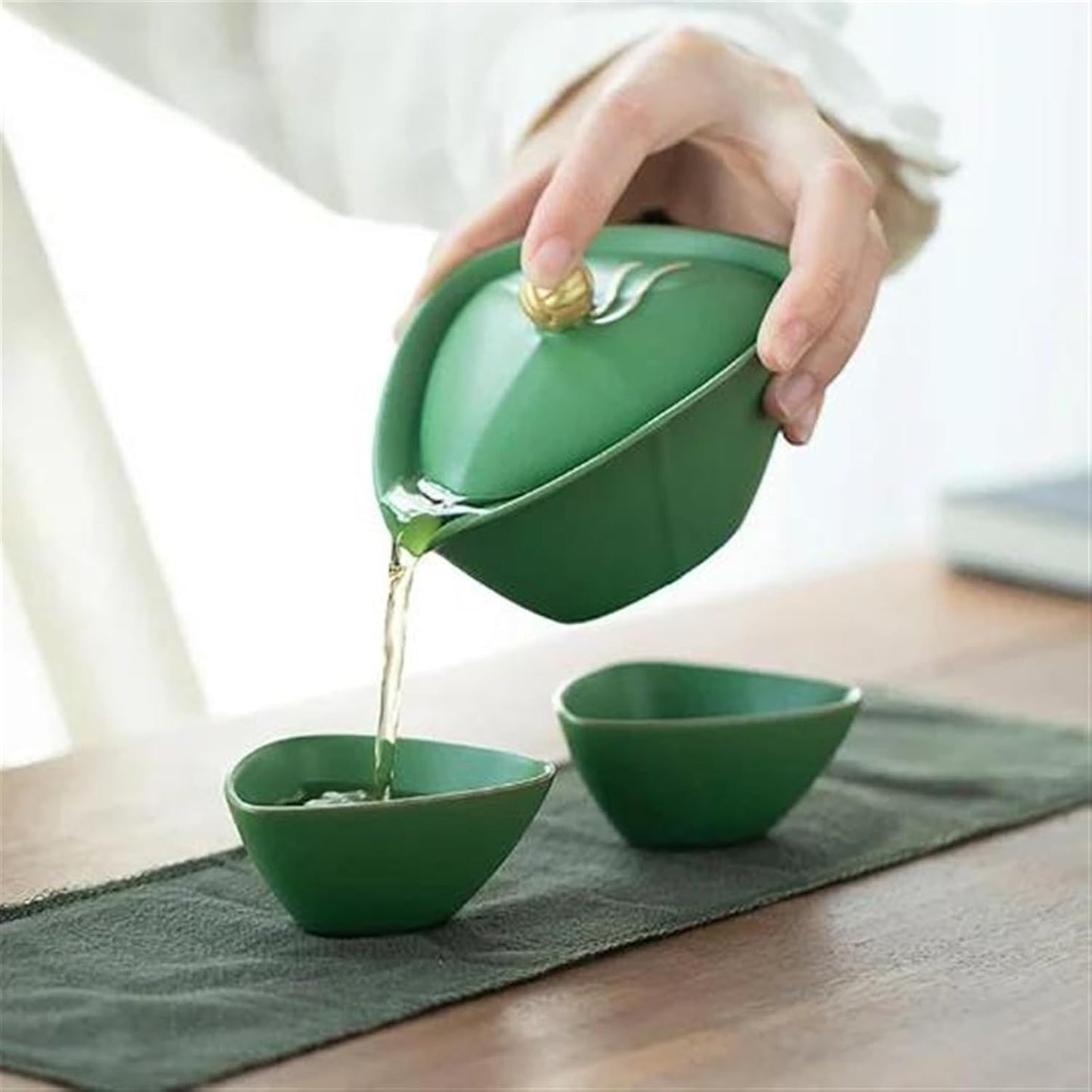 FUTWIZ Afternoon Tea Set Ceramic Teapots with 2 Cups Creative Zongzi Portable Travel Tea Set Tea Set for Adults