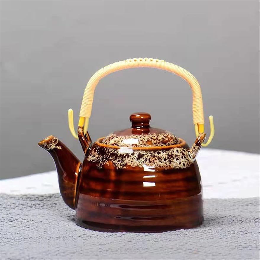 Afternoon Tea Set Creative Kiln Transformed Chinese Teapot 900ml Puer Tea Pot Set Heated Kettle Teaware Teapots Cup Mug Service Ceremony Clay Bar Tea Set For Adults (Color : A)