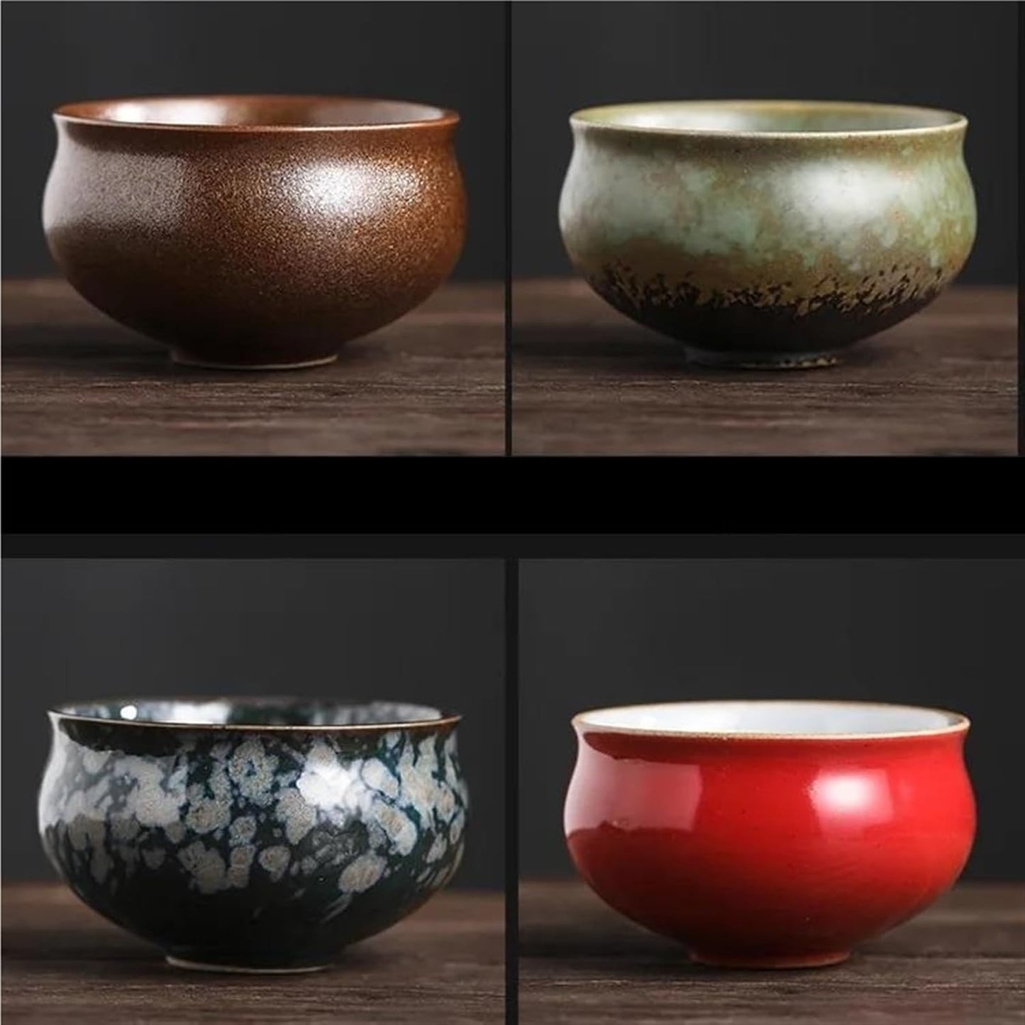 Afternoon Tea Set Coarse Pottery Five Elements Cups Ceramic Tea Cup Set Kung Fu Tea Set Kiln Transformation Teacup Retro Chinese Tea Bowl Gift Box Tea Set For Adults