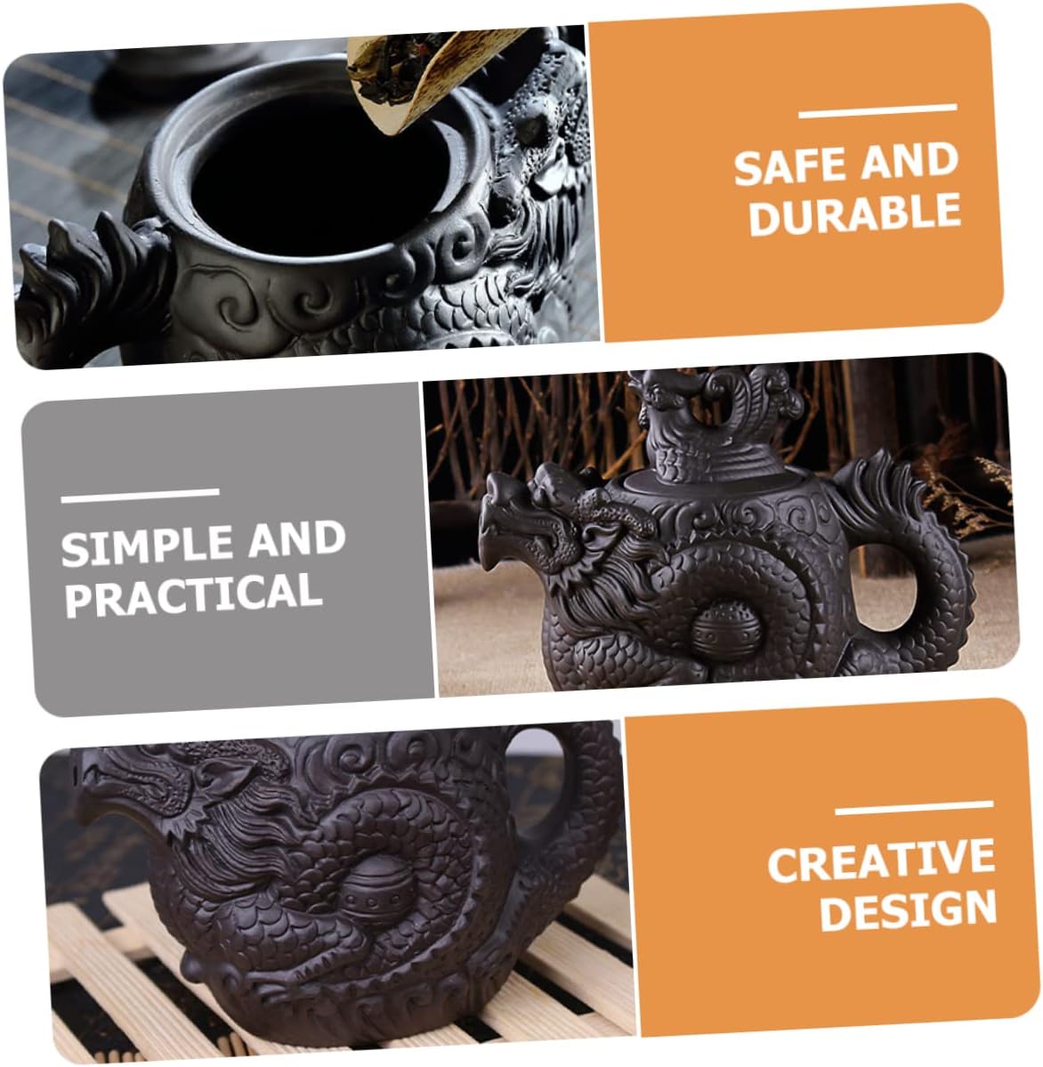Ciieeo Dragon Phoenix Purple Clay Teapot Cast Iron Teapot Frog Teapot Traditional Dragon Teapot Ceramic Zisha Teapot Chinese Teapot Tea Pot for Loose Tea Travel Chinese Style Open The Pot