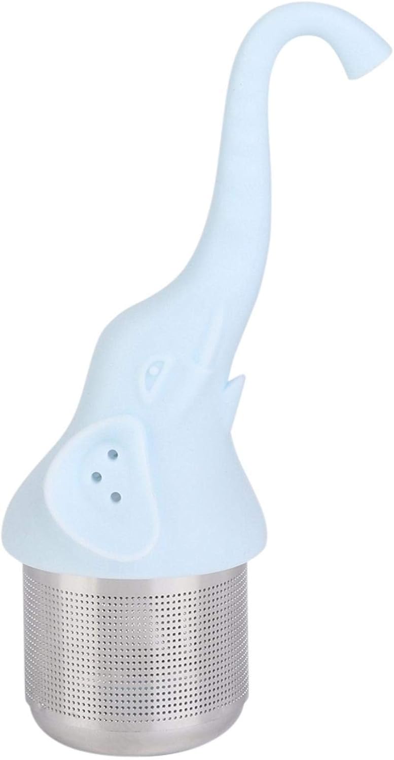 Tea Strainer Food-grade Silicone Kitchen Gadget for Tea Creative Elephant-Shaped Fit Puerh Tea Teapots Mugs for Tea Cups(blue)