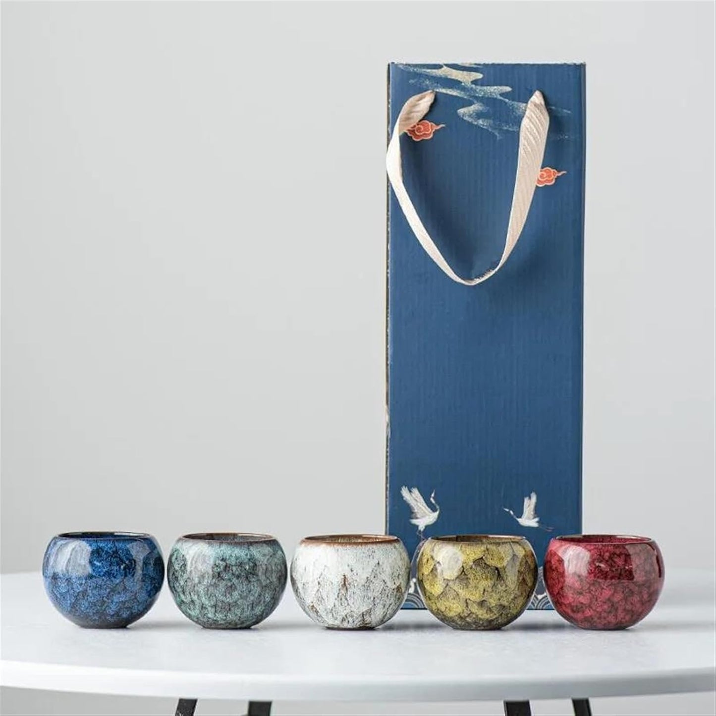 Afternoon Tea Set Kiln Transformation Tea Cup Set Ceramic Tea Cup Kung Fu Tea Set Five Elements Cups Tianmu Jianzhan Teacup Master Cup Gift Box Tea Set for Adults