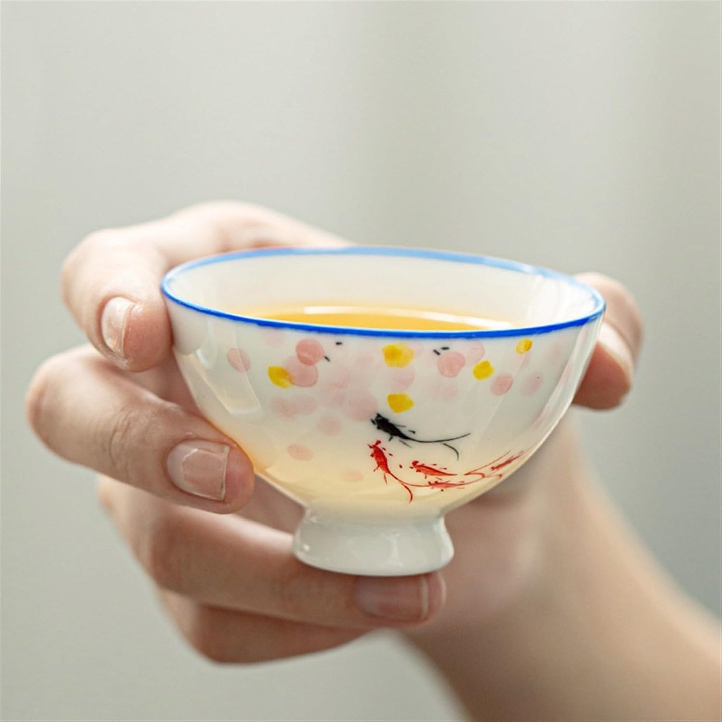 HMLTD Chinese/Japanese Tea Set Hand-Painted Ceramic Tea Cup White Ceramic Tea Cup Kung Fu Tea Cups Traditional Chinese Elegance Portable Teapot Set Tea Gift set (Size : D)