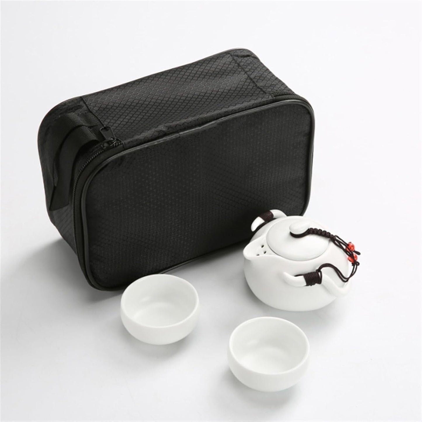 Chinese/Japanese Tea Set Chinese Tea Travel Tea Set Kung Fu Tea Set Ceramic Portable Teapot Porcelain Teaset Gaiwan Tea Cups of Tea Ceremony Tea Tool Portable Teapot Set Tea Gift set (Size : Black 5P