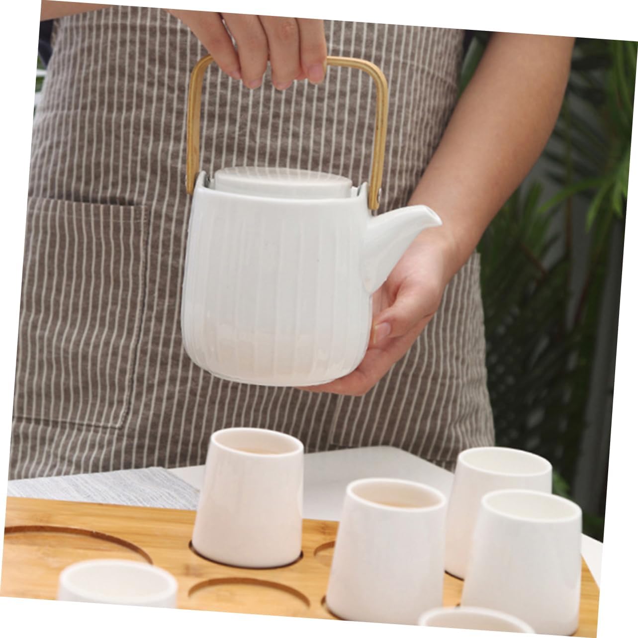 MAGICLULU 1 Set Ceramic Teapot Porcelain Teapot with Cup Chinese Kungfu Teapot Cup Filter Teapot Stovetop Tea Kettle Ceramic Tea Cup Zisha Tea Pot Tea Blooming Pot Simple Office Heater Wood