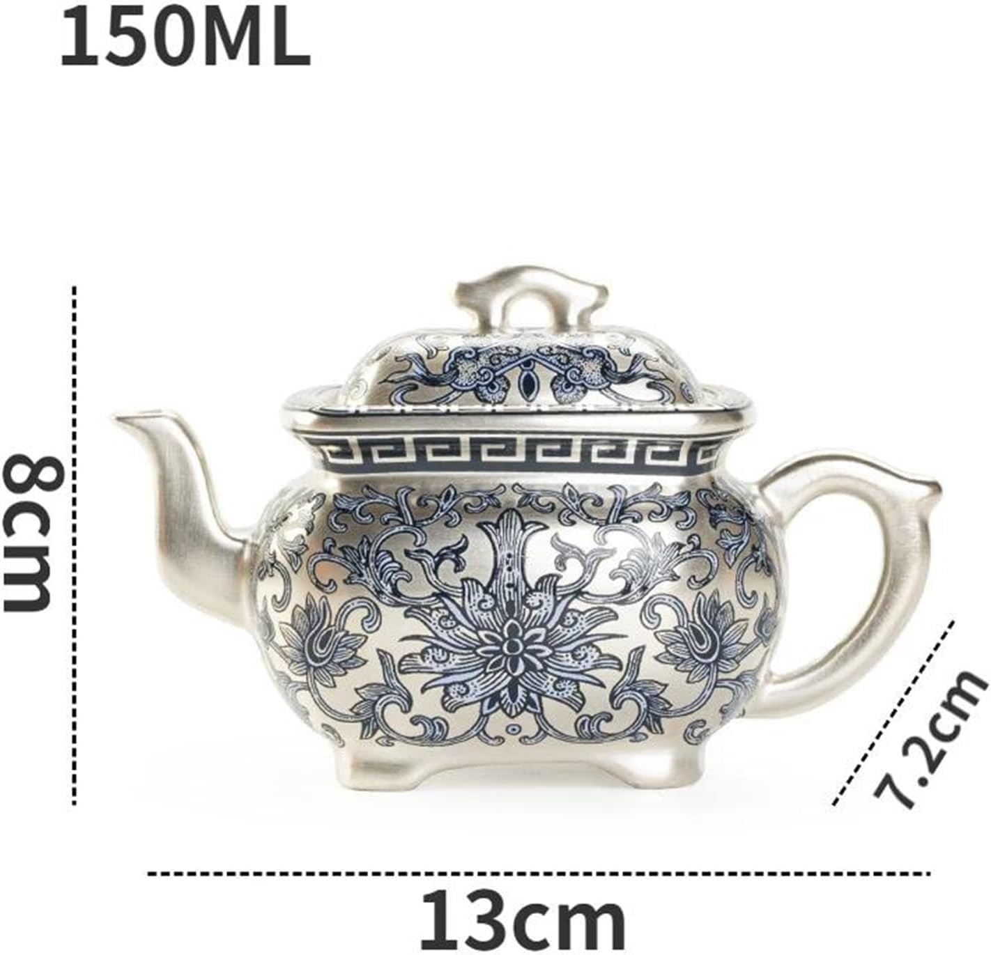 Afternoon Tea Set Gilded Silver Tea Pot Pure Handmade Enamel Colored Teapot Household Ceramic Kung Fu Tea Set Chinese Style Square Pot Gift Tea Set For Adults