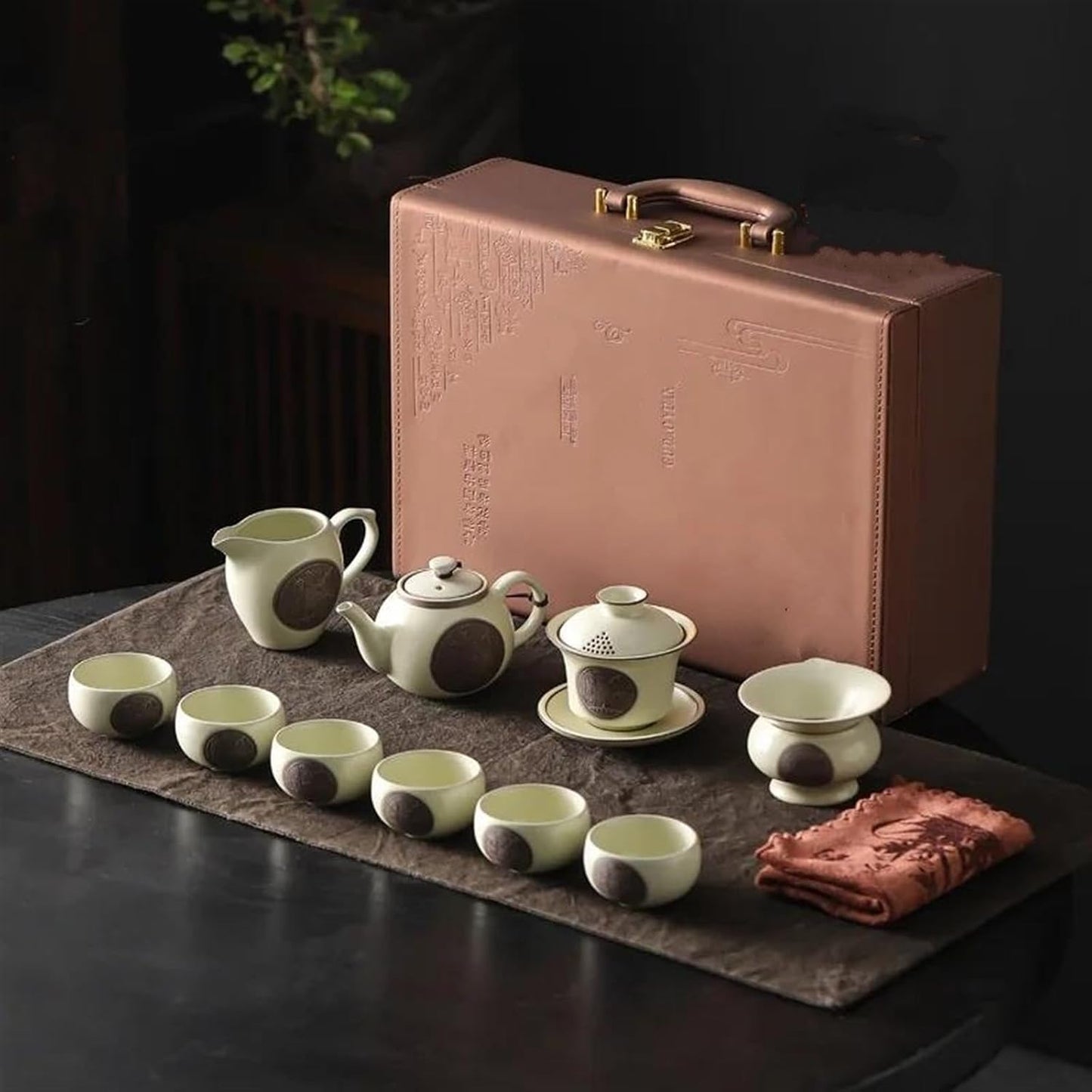 Afternoon Tea Set Teaware Set Gift Box Ruyao Ceramics Household Kung Fu Teaware Set Tea Pot Tea Cup Tea Plate Tea Set for Adults (Color : A)
