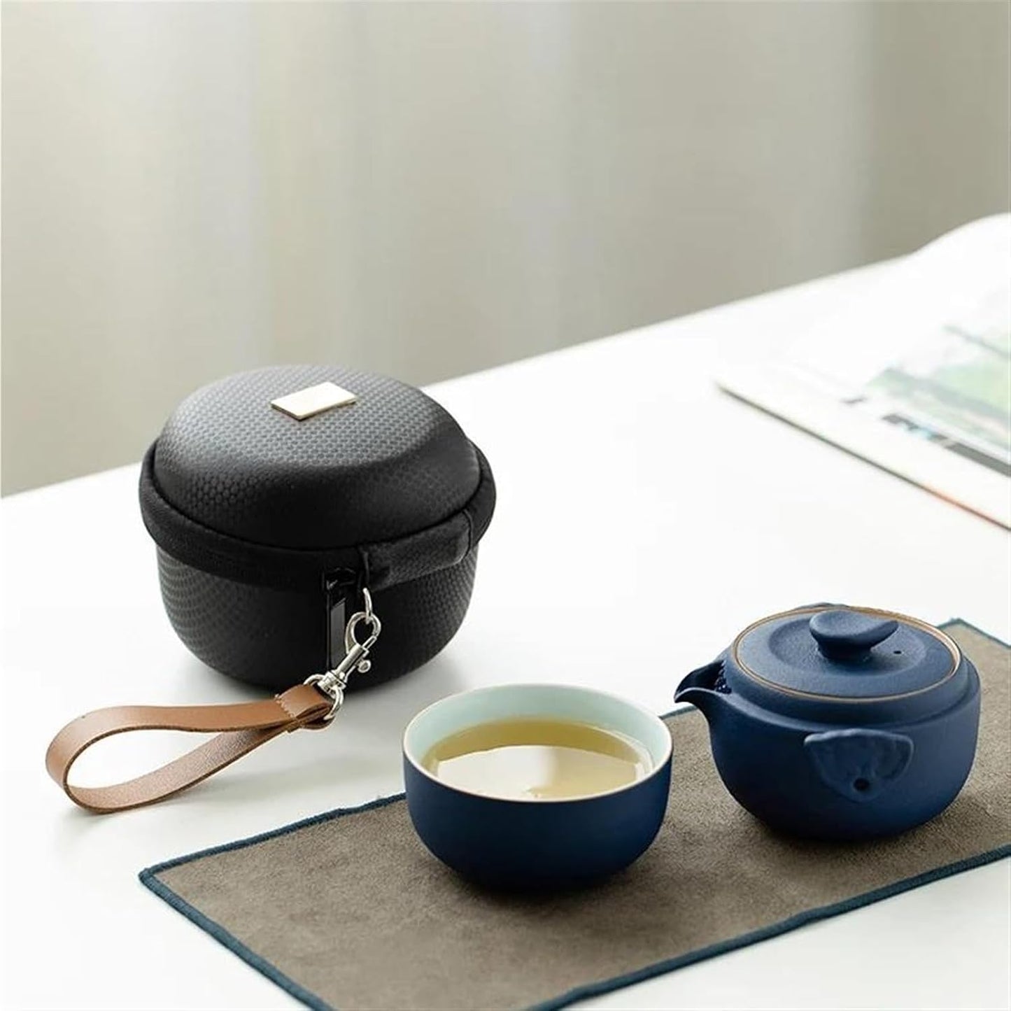 FUTWIZ Afternoon Tea Set Ceramic Teapot Teacup A Tea Sets Portable Travel Tea Set with Travel Case Tea Set for Adults (Color : B)