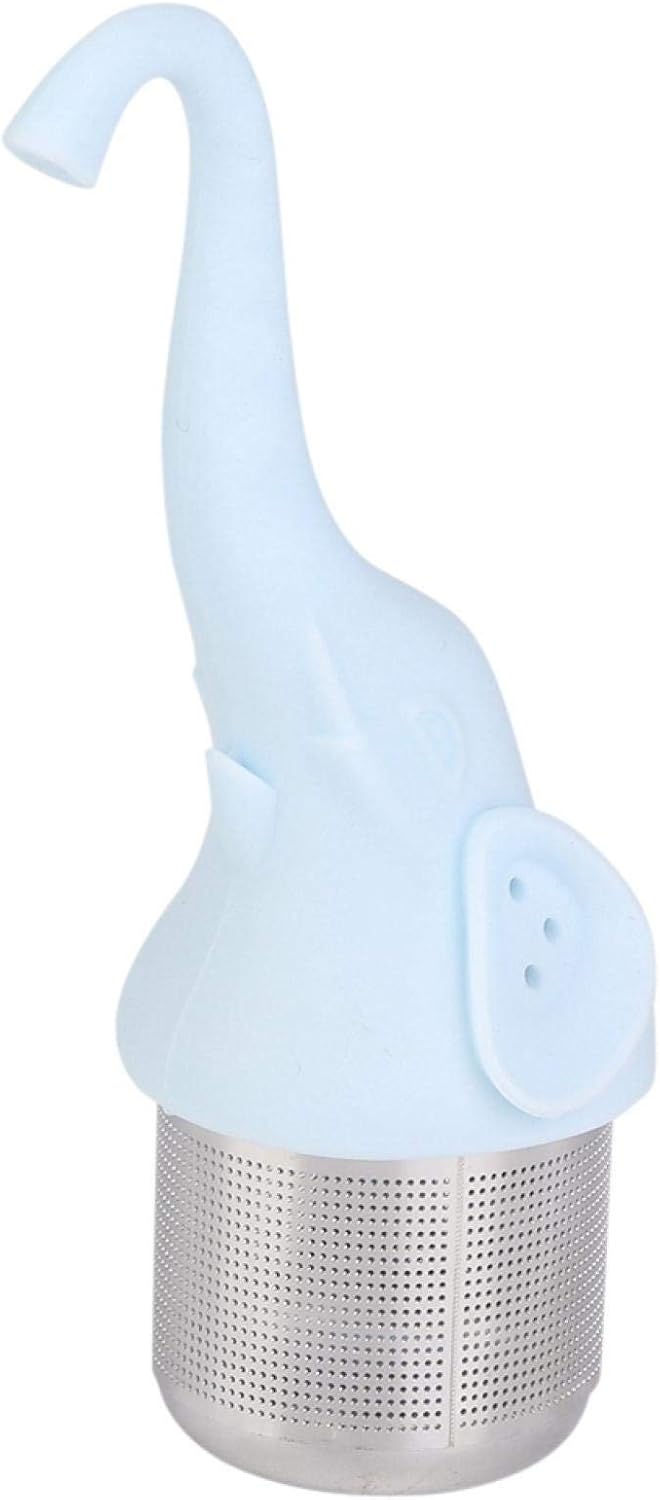 Tea Strainer Food-grade Silicone Kitchen Gadget for Tea Creative Elephant-Shaped Fit Puerh Tea Teapots Mugs for Tea Cups(blue)
