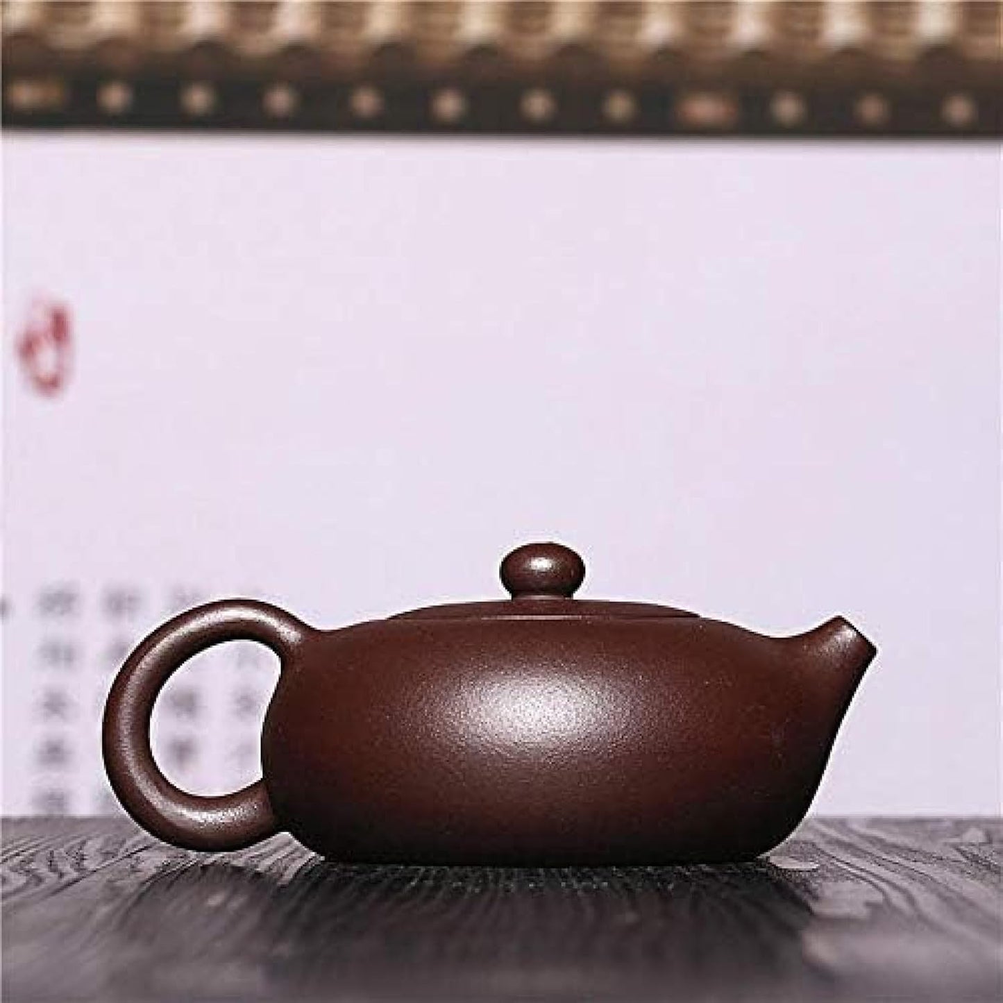 Zisha Teapot Purple Clay Teapot Handmade,220ml Capacity Teapot Purple Clay Ball Hole Flat Kung Fu Tea Set