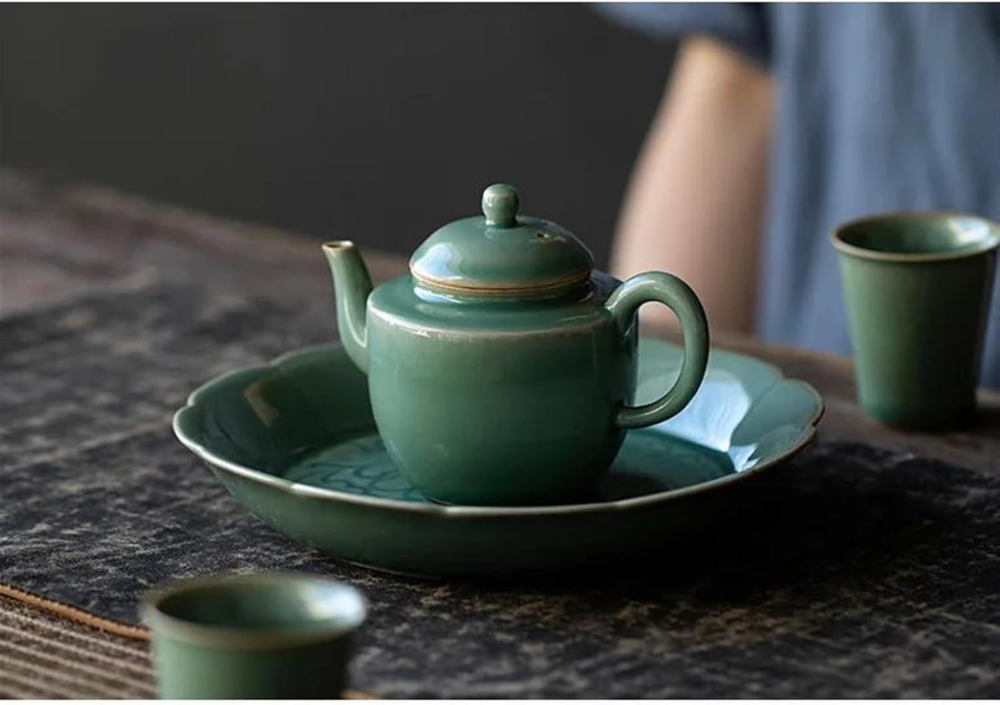 Afternoon Tea Set 125ml Celadon Ceramic Teapot Handmade Tea Maker Small Tea Pot With Filter Hole Household Single Tea Set For Adults