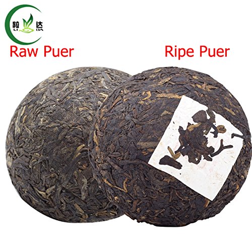 Lida - Menghai Tuo Cha Puerh Tea - 100g Ripe Black Pu'Erh Tea & 100g Raw Green Puer Tea - Chinese Pu Erh Tea Food