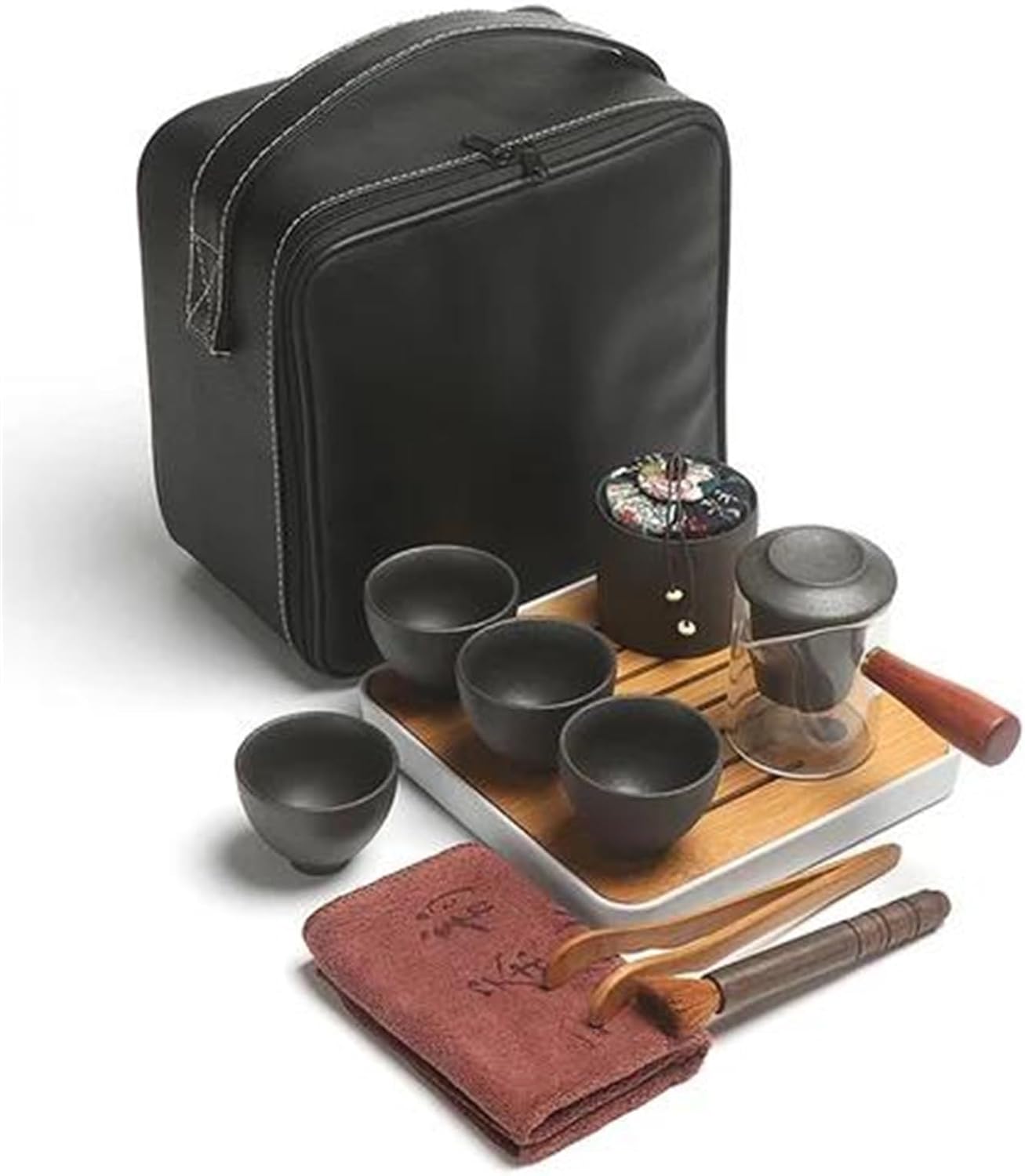 Afternoon Tea Set Chinese Travel Kung Fu Tea Set Ceramic Portable Teapot Porcelain Teaset Gaiwan Tea Cups Tea Set Tea Set For Adults (Color : D)