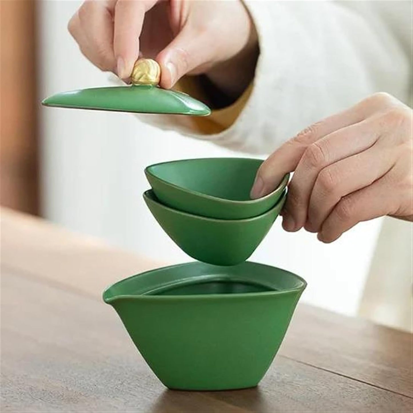 FUTWIZ Afternoon Tea Set Ceramic Teapots with 2 Cups Creative Zongzi Portable Travel Tea Set Tea Set for Adults