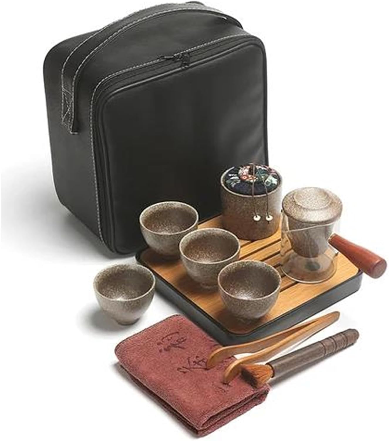 Afternoon Tea Set Chinese Travel Kung Fu Tea Set Ceramic Portable Teapot Porcelain Teaset Gaiwan Tea Cups Tea Set Tea Set For Adults (Color : D)