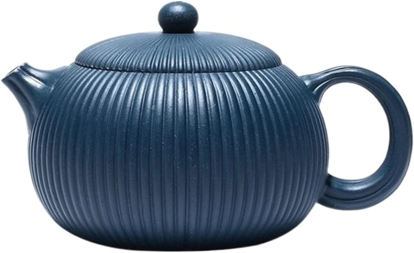 Teapot 250ML Small Zisha Teapot Handmade Striped Xishi Teapot with Filter Loose Leaf Teapot Gift Tea Set Tea Maker