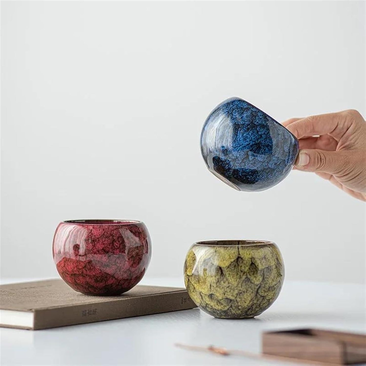 Afternoon Tea Set Kiln Transformation Tea Cup Set Ceramic Tea Cup Kung Fu Tea Set Five Elements Cups Tianmu Jianzhan Teacup Master Cup Gift Box Tea Set for Adults