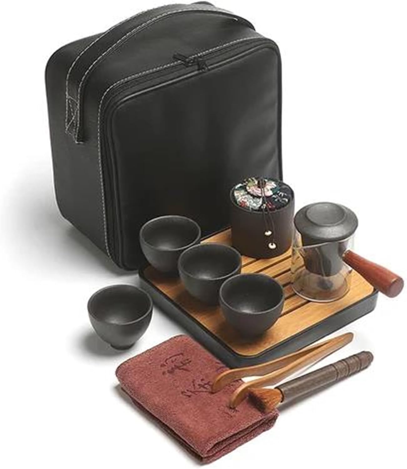 Afternoon Tea Set Chinese Travel Kung Fu Tea Set Ceramic Portable Teapot Porcelain Teaset Gaiwan Tea Cups Tea Set Tea Set For Adults (Color : D)