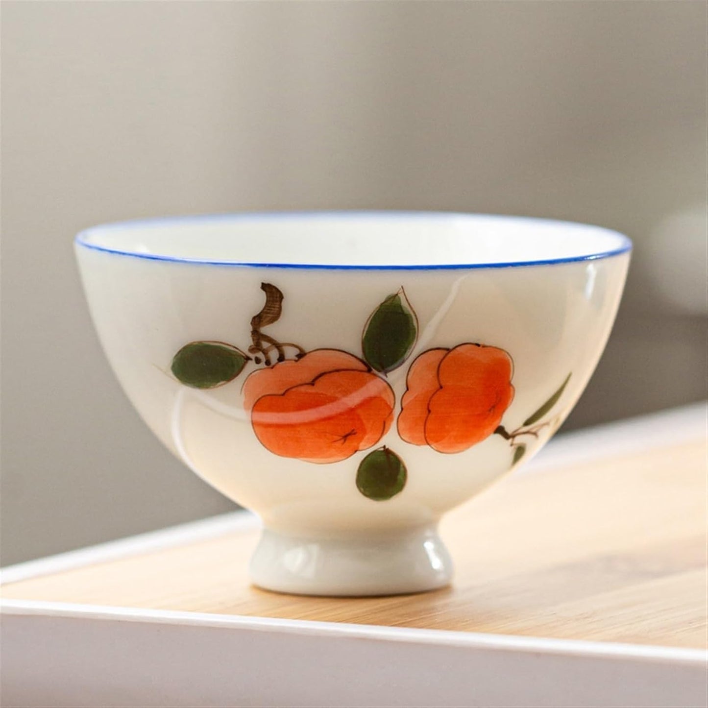 HMLTD Chinese/Japanese Tea Set Hand-Painted Ceramic Tea Cup White Ceramic Tea Cup Kung Fu Tea Cups Traditional Chinese Elegance Portable Teapot Set Tea Gift set (Size : D)