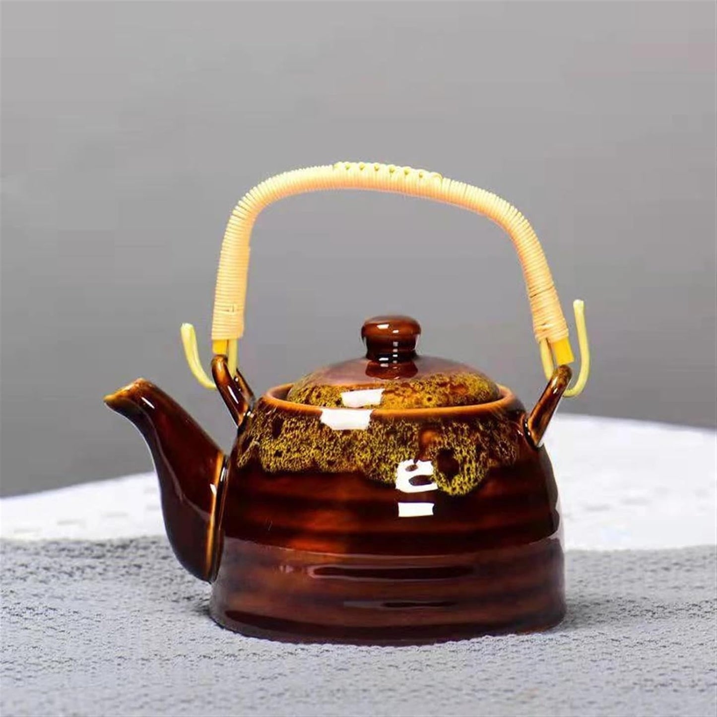 Afternoon Tea Set Creative Kiln Transformed Chinese Teapot 900ml Puer Tea Pot Set Heated Kettle Teaware Teapots Cup Mug Service Ceremony Clay Bar Tea Set For Adults (Color : A)