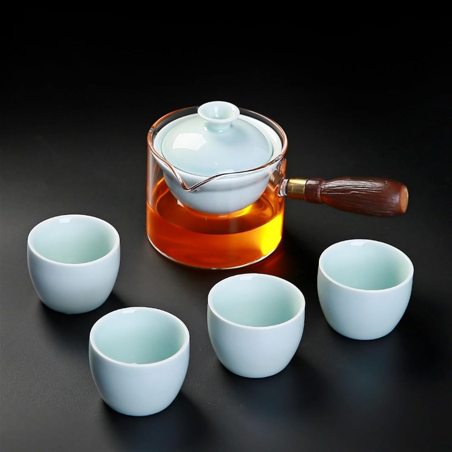 Chinese/Japanese Tea Set Portable Glass Ceramic Chinese Kung Fu Tea set Travel Tea Set Teaware Sets Teapot For Tea Teapot Tea Cup Set Tea Maker Infuser Portable Teapot Set Tea Gift set (Size : A pot