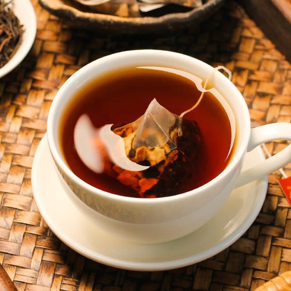 Chenju Pu'er Tea 48g (4g*12 packs), tangerine peel, orange peel, Pu'er tea, herbal tea, combination tea, fruit tea, brewed, soaked in water, individually small packaging, triangular tea bags, easy to carry 陈橘普洱茶