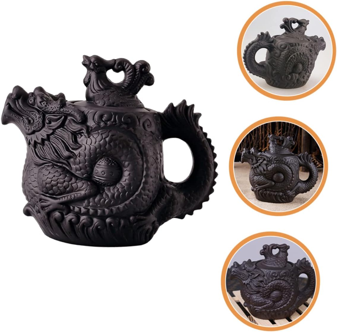 Mikinona Dragon Phoenix Purple Clay Teapot Dragon Teapot Brass Teapot Tea Pot Tea Kettle Ceramic Zisha Teapot Tea Maker Kettle Porcelain Kettle Cast Iron Teapot Embossed Travel China