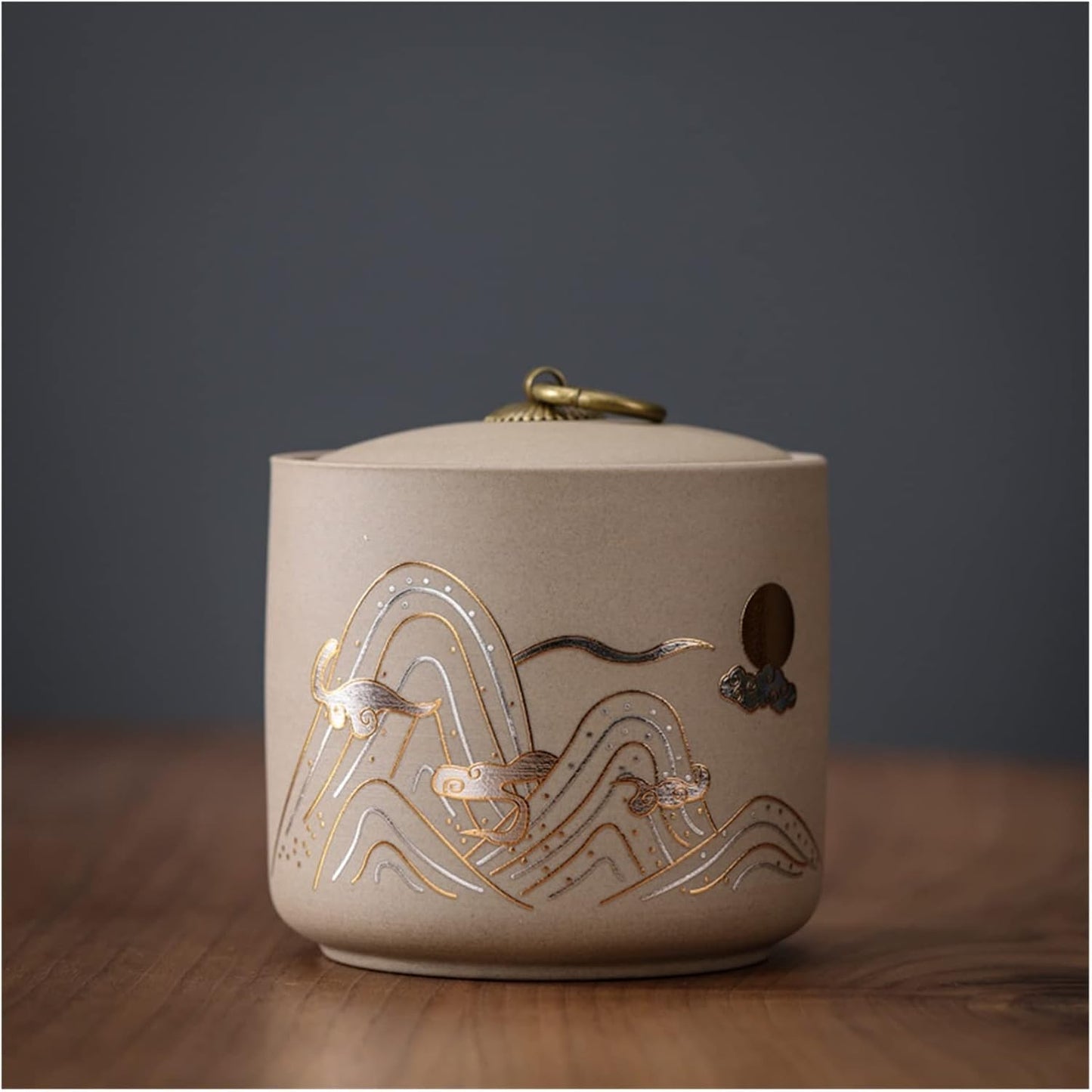 New Coarse Pottery Tea Cans Tea Sealing Jars Tea Cans Black Tea Puerh Storage Jars Storage Jars Gift Boxes (Color : Rising Sun)