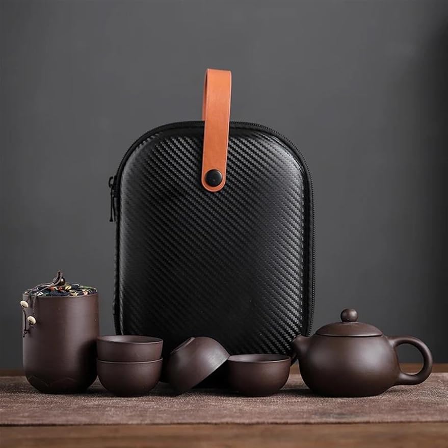 Afternoon Tea Set Purple Sand Tea Cup Ceramic Portable Teapot Set Outdoor Travel Gaiwan Tea Cup of Ceremony Teacup Fine Gift Kung Fu Tea Set Tea Set for Adults